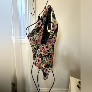 AFRM Floral Print Chemise - Black and Multicolor